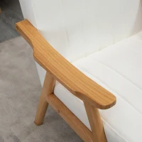 HOMCOM Gestoffeerde stoel in Skandi-design, fluweellook, massief houten frame, 68 x 74 x 82cm, Naturel+Crème(m-8)