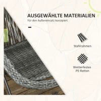 Outsunny Tuinmeubelset, 3-delig, rotanlook, 2 stoelen, 1 tafel, inklapbaar, Grijs(m-4)