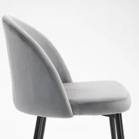 HOMCOM Set van 2 eetkamerstoelen keukenstoel gestoffeerde stoel fluweel metaal grijs(m-9)