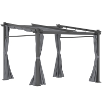 Pergola Outsunny 2,97 x 2,95 m, tuinpaviljoen met zonnekap, zijpanelen