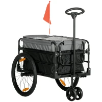 HOMCOM 2-in-1 fietskar, laadaanhanger, 40 kg draagvermogen, zwart+grijs(m-11)