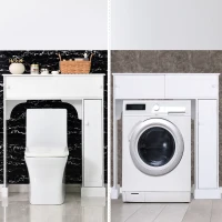 HOMCOM Toiletombouw kantelbeveiliging toiletkast overbouwkast veel opbergruimte MDF wit(m-9)