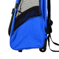 PawHut Hondentrolley transporttas draagtas dieren 2-in-1 rugzak trolley blauw(m-9)