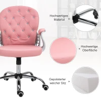 Vinsetto Ergonomische kantoorstoel directiestoel gestoffeerde rugleuning PU roze(m-4)