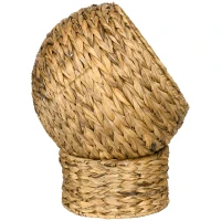 PawHut Kattenslaapplek, kattenbed met kussen, kattengrot, bananenblad, bruin(m-11)