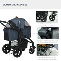 PawHut 2-in-1 design hondenbuggy, opvouwbare hondentas, donkerblauw(m-6)