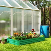 Outsunny Jardinière extérieure carré potager galvanisée avec bordure de sécurité et fond ouvert 240 x 120 x 30 cm vert(m-9)