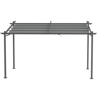 Outsunny Pergola, inklusive Befestigungsmaterial, ausziehbares Dach, 3,97 m x 2,95 m x 2,3 m, Dunkelgrau(m-7)