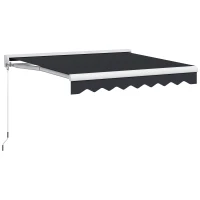 Outsunny Elektrisch/Handmatig Uitschuifbare Zonnescherm, Halfcassette, Afstandsbediening, Aluminium Frame, 2,5 x 2 m, Grijs(m-11)