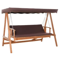 Outsunny Hollywoodschommel hout tuinschommel schommelbank ligfunctie 3 personen(m-1)