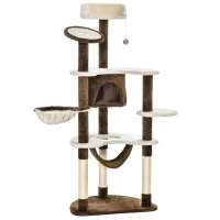 PawHut Krabpaal kattenboom krabpaal voor katten kat klimboom sisal pilaren(m-1)