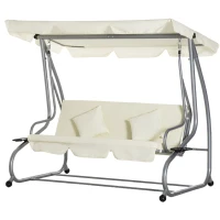 Outsunny hangmatschommel 3-zits ligfunctie staal beige 200 x 120 x 164 cm(m-10)