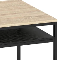 HOMCOM Salontafel met Opbergruimte, modern industrieel, 2 planken & verstelbare poten, eiken(m-13)