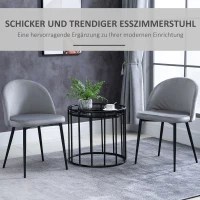 HOMCOM Set van 2 eetkamerstoelen keukenstoel gestoffeerde stoel fluweel metaal grijs(m-4)
