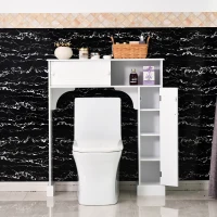 HOMCOM Toiletombouw kantelbeveiliging toiletkast overbouwkast veel opbergruimte MDF wit(m-2)