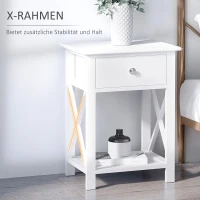 HOMCOM nachttafel telefoontafel bijzettafel woonkamertafel met schuiflade hout wit(m-5)