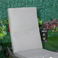 Outsunny ligstoel met kussen rotan effect grijs 207 x 70 x 70 cm(m-9)