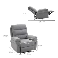 HOMCOM relaxfauteuil met ligfunctie 91 cm x 92 cm x 102 cm(m-3)