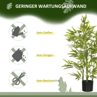 HOMCOM Kunstboom, kunstplant, 5 stammen, 504 bladeren, stevige pot, kunststof(m-6)