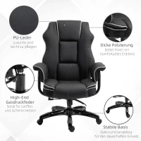 Vinsetto Ergonomische kantoorstoel met kantelfunctie draaistoel in hoogte verstelbaar kunstleer(m-8)
