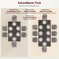 HOMCOM Table à manger pliante table extensible 120-160 cm jusqu'à 6 à 8 personnes avec pieds en acier, gris(m-4)