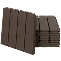 Outsunny set van 9 vloertegels, klikmechanisme, houtnerf, bruin, 30 x 30 x 2 cm (afmetingen per tegel)(m-1)