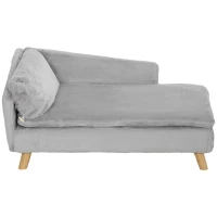 PawHut Hundebett, Hundesofa, waschbarer Plüschbezug, bis 20 kg, 80 x 50 x 40 cm, Hellgrau(m-10)