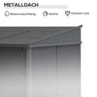 Outsunny Pergola 3,65m x 2,55m paviljoen met schuifdak, grijze gordijnen(m-5)