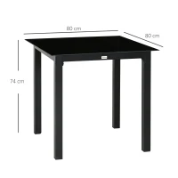 Outsunny Tuinmeubel Tuintafel Loungetafel voor buiten, weerbestendig, 80 x 80 x 74 cm, Zwart(m-3)
