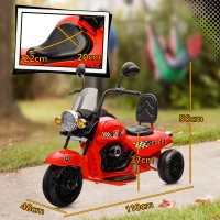 AIYAPLAY Elektrische Kindermotor 6V met Muziek, LED-koplamp, 3-5 km/u, voor kinderen 3-6 jaar, tot 25 kg, Rood(m-3)
