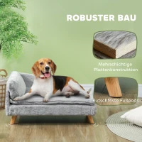 PawHut Hundebett, Hundesofa, waschbarer Plüschbezug, bis 20 kg, 80 x 50 x 40 cm, Hellgrau(m-6)