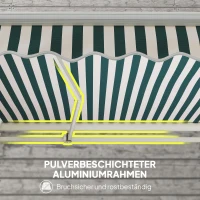 Outsunny handmatige knikarmluifel 395 cm luifel met handslinger balkonluifel zonwering wandmontage balkon aluminium wit, groen 395 x 245 cm | Aosom(m-6)