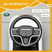 AIYAPLAY Porteur enfants voiture sous licence Land Rover, véhicule à pousser, klaxon, sons de moteur, rangement sous siège, blanc(m-5)