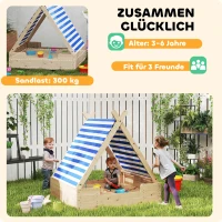 AIYAPLAY Sandkiste für Kinder, Sandkasten mit wetterfestem Zeltdach, für 3 Kinder im Alter von 3-6 Jahren, 120 x 120 x 126,5 cm(m-5)