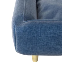 PawHut Hondenbank, huisdierenbank, huisdierenbed, afneembare en wasbare bekleding, natuurlijk + donkerblauw(m-11)
