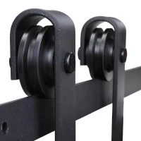 HOMCOM Glijrailskit voor Schuifdeuren, max. 100 kg Belastbaarheid, Metaal, Zwart, 2 m, Zwart(m-5)