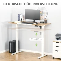 Vinsetto elektrisch bureau computertafel in hoogte verstelbaar metaal naturel wit(m-4)