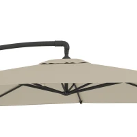 Outsunny Parasol déporté, parasol de jardin extérieur, Toile ajustable, 8 baleines, base en croix et manivelle, 2,5 x 2,5 m, kaki(m-12)