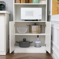 HOMCOM Keukenkast Keukenbuffet Kast, landelijke stijl, 2 kasten, 2 planken, 70 cm x 40 cm x 170 cm Wit + Zwart(m-9)