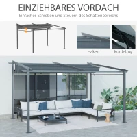 Outsunny Pergola, inklusive Befestigungsmaterial, ausziehbares Dach, 3,97 m x 2,95 m x 2,3 m, Dunkelgrau(m-5)