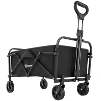Outsunny Bolderkar Opvouwbare Transportkar met Verstelbare Handgreephoogte tot 68 kg Draagcapaciteit voor Sport Winkelen Camping Zwart(m-1)