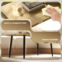 HOMCOM 2er-Set Kaffeetische, Großer und kleiner Tisch mit Metallrahmen und Holzplatte, Flexible Couchtische, Naturholz(m-5)
