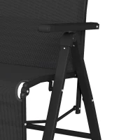Outsunny Chaise longue pliable, transat bain de soleil inclinable avec dossier réglable sur 9 positions, coussin lombaire, noir(m-11)