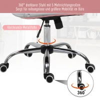 Vinsetto Ergonomische kantoorstoel directiestoel gestoffeerde rugleuning PU roze(m-5)