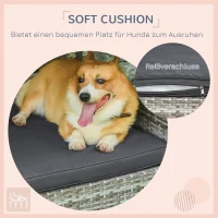 PawHut Hondenkennel Huisdierbed Hondenmand, weerbestendig, afneembaar kussen, Grijs(m-8)