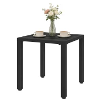 Outsunny Table de jardin carrée, table de terrasse, cadre en métal, intérieur et extérieur, pour balcon, porche, patio, noir(m-12)