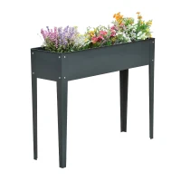 Outsunny Verhoogd bloembed plantenbak kruidenbed 3 afvoergaten bloembak met metalen poten(m-11)