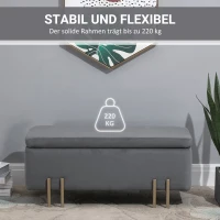 HOMCOM zitbanj elegante gepolsterde bank met opbergruimte kist donkergrijs(m-5)