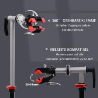 HOMCOM Fietsmontagestandaard, reparatiestandaard, montagestandaard met gereedschapsbak fiets(m-7)