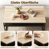 HOMCOM Salontafel met Opbergruimte, modern industrieel, 2 planken & verstelbare poten, eiken(m-6)